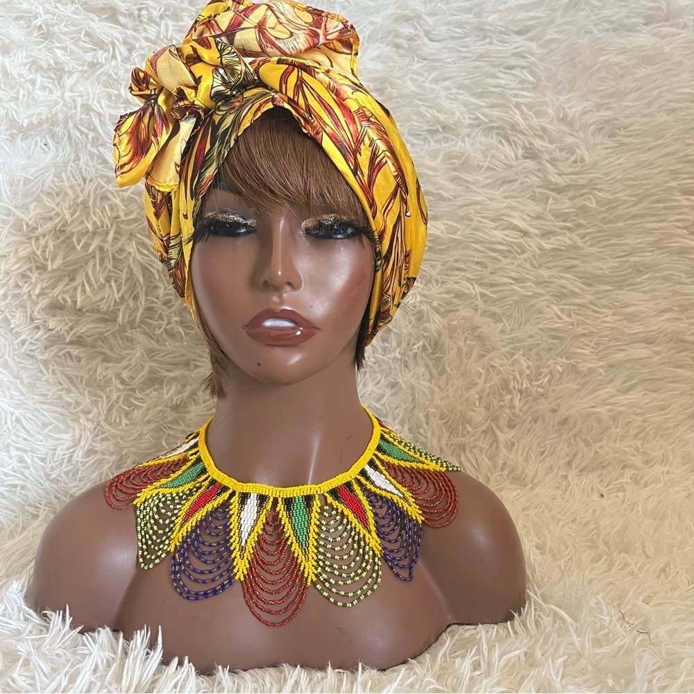 Zulu Hand Beaded Spear Fringe‎ Necklace South African